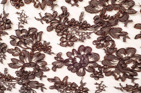 The texture of lace on the fabric. Slim beautiful laceの写真素材
