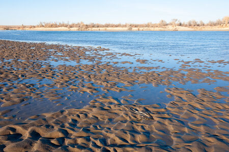 River ice. river in winter. winter creek.