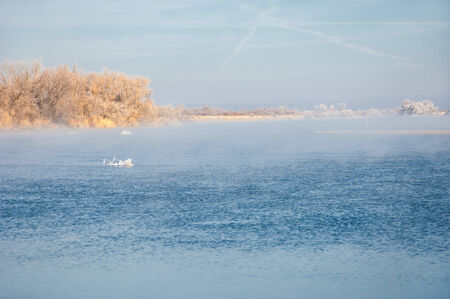 Icy river in the winter.の写真素材