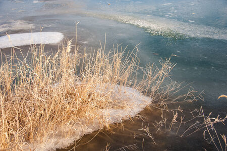 Icy river in the winter.の写真素材