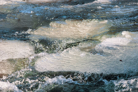 River ice. river in winter. winter creek.
