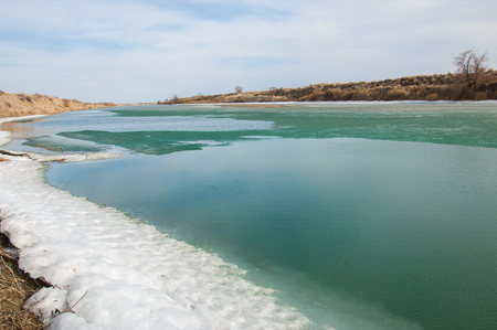 spring, the last ice on the river needle.の写真素材