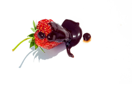 Chocolate covered strawberries. Chocolate dipped strawberries at dessert bar.の写真素材