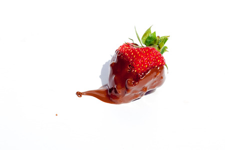 Chocolate covered strawberries. Chocolate dipped strawberries at dessert bar.の写真素材