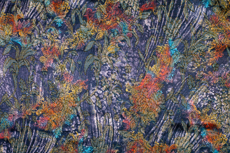tissue, textile, cloth, fabric, material, texture. Textile stuffed with blue flowers.  cloth,...