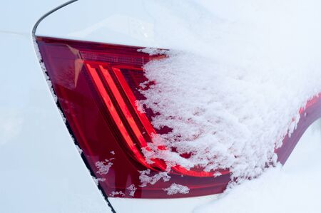 snow on the car. Cold January dayの写真素材
