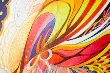 Fabric colors abstraction, with a pattern of yellow, blue, blue, red lines. Photography Studioの写真素材