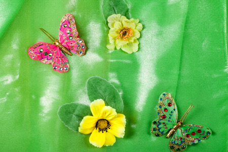 Texture fabric green yellow red. Ball Gown. Photography Studioの写真素材