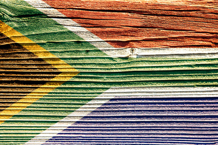 The texture of old wood (board). flag of South Africa  old wood background. old, grunge wood panels used as backgroundの写真素材