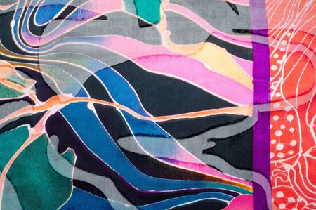 Fabric silk texture. abstract painting. bstract wave pattern on silk batik. a fine, strong, soft,...