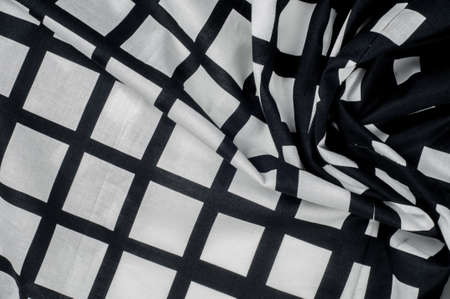 Batiste fabric texture. Checkered black and white diceの写真素材