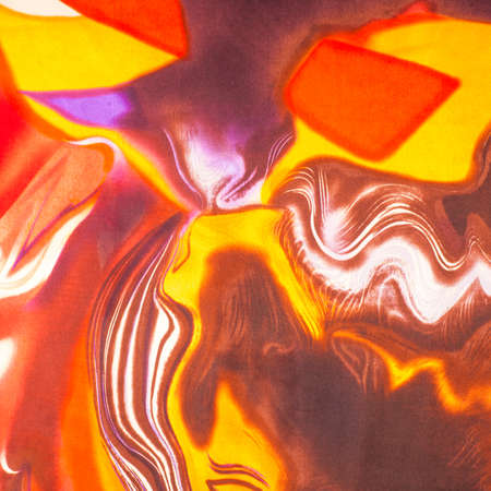 Silk fabric texture, background, red yellow gray black and white drawing. abstract drawingの写真素材