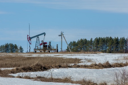 ecology, bionomics. Oil pumps. Oil industry equipment. Beam Pumping unit oil and gasの写真素材