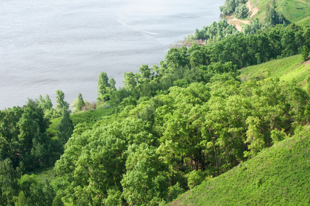 Summer river. High Rock. blue sky. beautiful sceneryの写真素材
