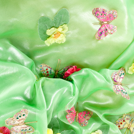 Texture fabric green yellow red. Ball Gown. Photography Studioの写真素材