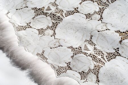 the texture of the skin with embossed floral pattern. abstract vintage leather floral pattern. Leather floral pattern background.の写真素材