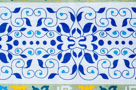 Texture, background. textiles. cotton cloth. bedding, abstract blue pattern. Placing strips