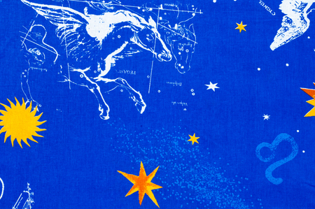 Texture, background. textiles. cotton cloth. linens, a constellation of the Zodiac