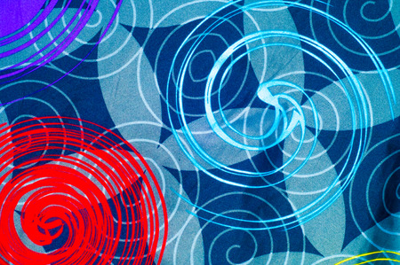 Texture, background. textiles. cotton cloth. bedding, abstract pattern on a blue background image on the clothの写真素材