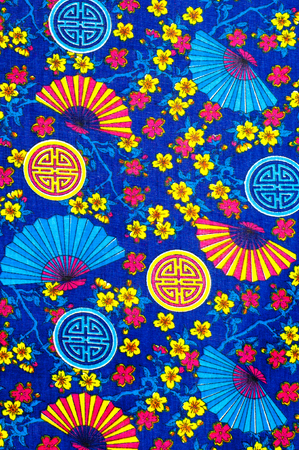 Texture, background. textiles. cotton cloth. bedding, Japanese motifs, drawing on fabricの写真素材