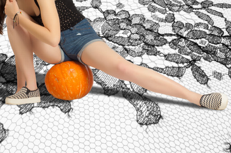 Legs Ass Back Hand. The girl in the studioの写真素材