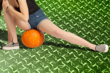 Legs Ass Back Hand. The girl in the studioの写真素材