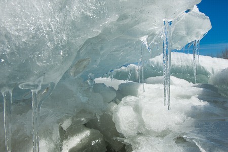 texture.  ice. Frozen ice on the river.