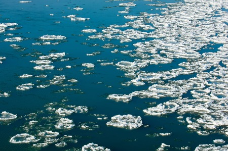 first frost formation of ice on the river. Ili Kazakhstan. Kapchagai Bakanas
