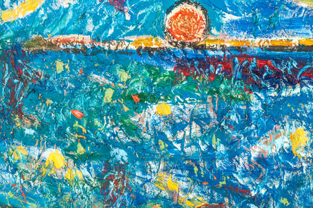 Honored Artist of Tatarstan M. Sh Khaziev. Scenes painted oil paintings. sleep under the moon.のeditorial素材