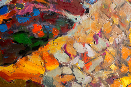 Ethnography, M.Sh. Khaziev. The picture painted in oils. abstract drawing. texture. backgroundのeditorial素材