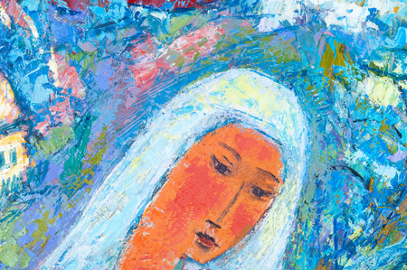 Honored Artist of Tatarstan M. Sh Khaziev. Mother and son drinking teaのeditorial素材