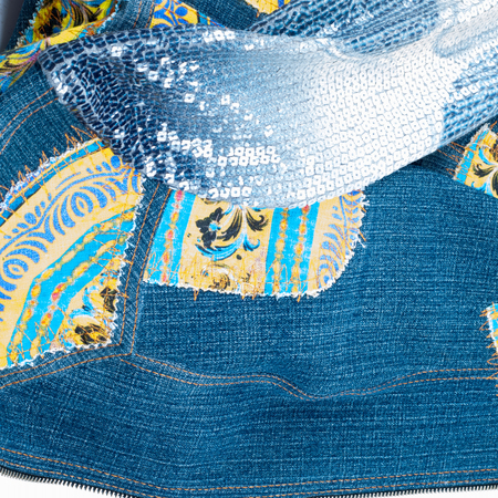 Denim jacket handmade. Photographed in the studio