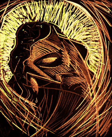 a picture drawn with colored wax crayons. The image of the saintの写真素材