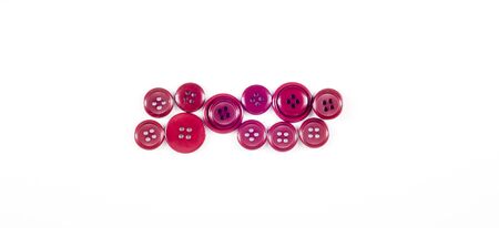 sewing buttons collection. Various sewing buttons with a thread. isolated.  collection of various...