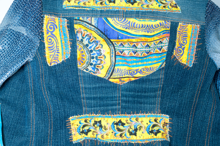 Denim jacket handmade. Photographed in the studio
