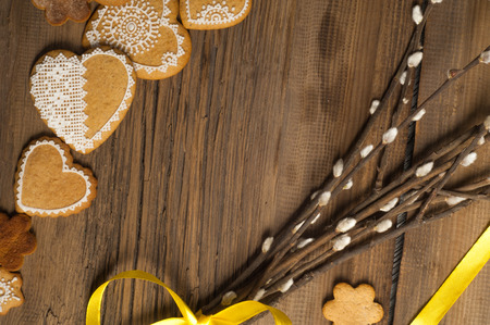 Easter Cookies. Handmade. The background colors of early springの写真素材