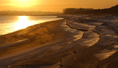 Autumn Landscape. First snow. Precipitation in the form of white flakes, represents ice crystals,の写真素材