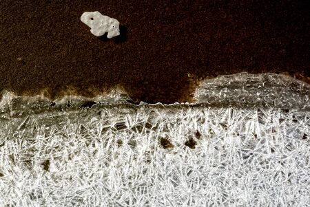 Winter peyzazh.Tekstura, background, pattern. frozen ice crystals on the ice. Frozen water. Solid...