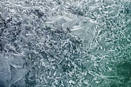 texture, background. Frozen water in a pool, a crust surprising pattern frozen water
