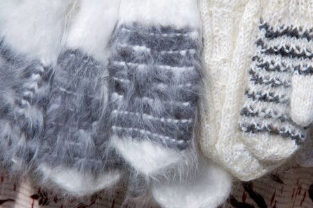 texture, background. The fur of the Angora goat. a goat, of a long-haired breed. Women's glovesの写真素材