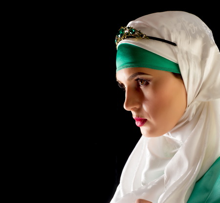 hijab. The Islamic headscarf for women and the general clothing, hides figure, wrists and neck women. Very beautiful girlの写真素材