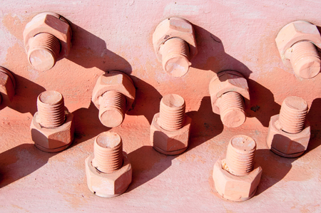 Texture bolts nuts. Photographed on the energy postの写真素材