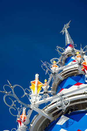 Park in the spring, packed snow, children playground, Kremlinのeditorial素材