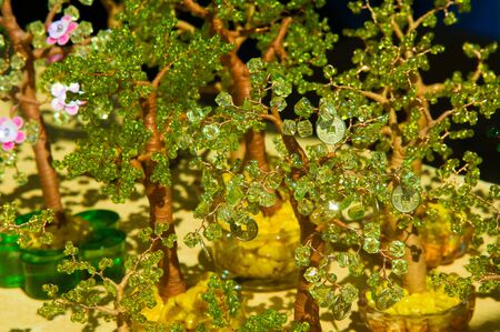 decorating trees with colored stones. Tree of happinessの写真素材