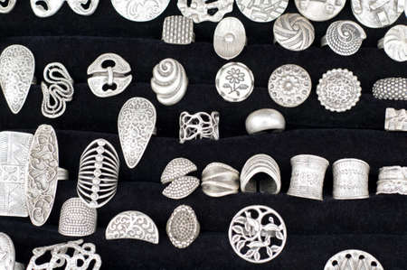 Fine silver ring decoration for fingersの写真素材