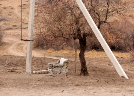 river in spring steppe. riverbank overgrown with reeds. water is pure emeraldの写真素材