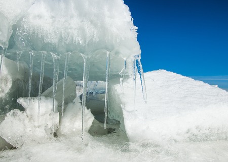 texture.  ice. Frozen ice on the river.の写真素材