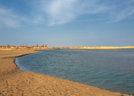 river spring. spring river in Central Asia. Kazakhstan steppe river Semirechye.の写真素材