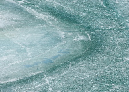 river last ice. Last ice-floe. last needle ice on the Ili River. Central Asia, the steppes of Kazakhstanの写真素材