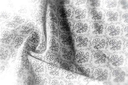 Texture background pattern. Cotton cloth is gray. Flat design of green and gray flowers isolated on white background. Flowers pattern.の写真素材